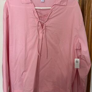 Pink Lace-Up Long Sleeve Top Large tall Old Navy